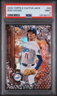 2025 Topps Baseball x Cactus Jack Roki Sasaki LA Dodgers PSA 9 Fanatics Fest RC
