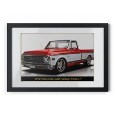 Iconic 1972 Chevrolet C10 Pickup Truck Poster - Stunning Classic Red  White