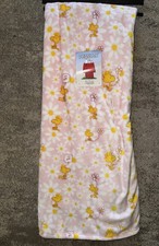 Peanuts Snoopy Spring Pet Blanket Throw 60x70  Floral Daisies Pin With Woodstock