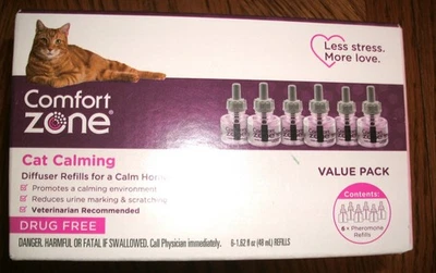 NEW Comfort Zone - Multi Pack Cat Calming Diffuser 30-day Refills, 6 Pack, NIB