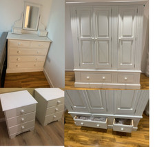 3 Door Triple Solid Pine Wardrobe, Chest of Drawers and bedside cabinet