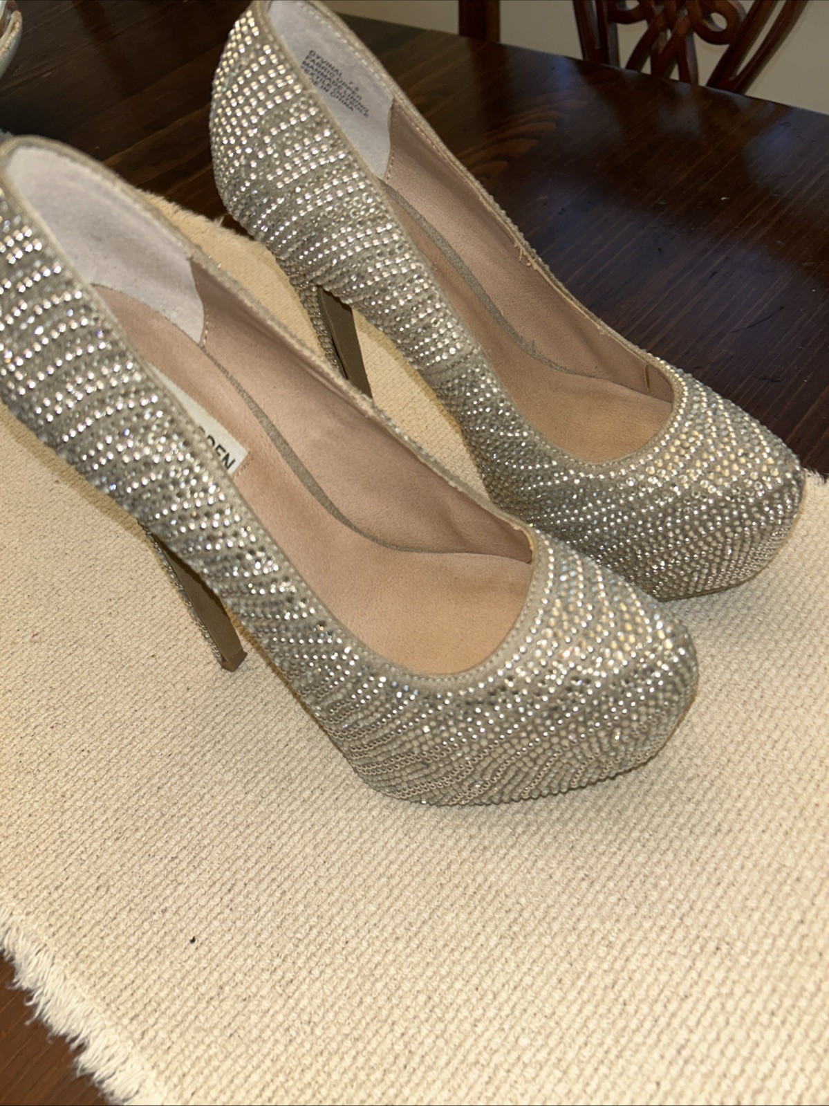 Steven Madden Women Shoes Size 7.5 Heels Stilleto Dyvinal Rhinestone Platform