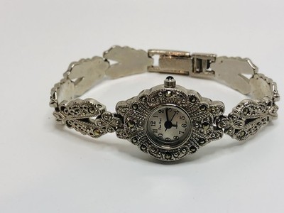 Vintage Marcasite Pieve Nicol Ladies Watch Works Vintage Pierre Nicol Quartz Watch Silver Marcasite Bracelet  main image 3