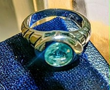 Pareliva Tourmaline Ring - Auquamarine with Unique Silver Band