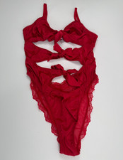 Victoria s Secret Satin Unlined One Piece Teddy Lace Trim Bodysuit Red XL NWT
