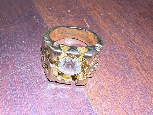 💙Men's ESPO Ring 14KT G.E. Gold Electroplated CZ Modern Nugget Sz 9