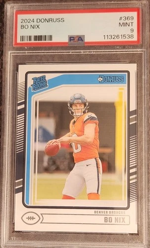 2024 Panini Donruss Bo Nix Rated Rookie Level #369 Denver Broncos QB PSA 9 MINT