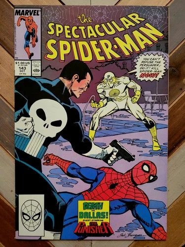 Spectacular Spider-Man #143 FN/VF (Marvel 1988) Punisher + Battle vs. Lobo Bros