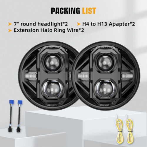 Pair 7Inch Round LED Headlights Anti-Glare Z-BEAM For Land Rover Defender 90 110 - Picture 11 of 12