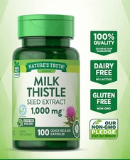 MILK THISTLE SEED EXTRACT 1000 mg High Potency (Silybum) 100 Caps Liver Health
