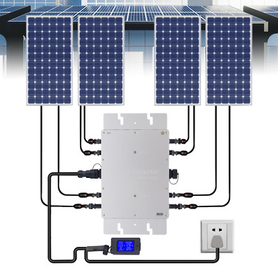 1200W Micro Solar Panel Smart Inverter Pure Sine Wave MPPT Grid Tie Inversor New
