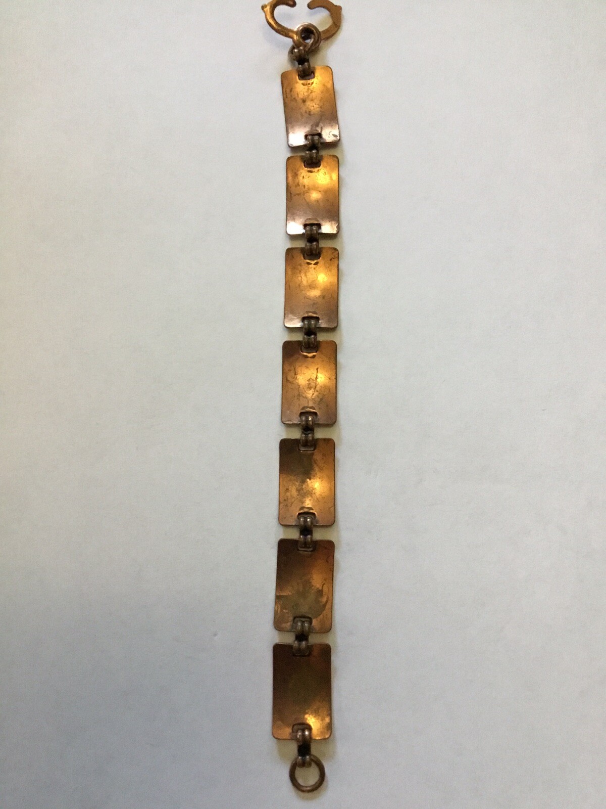 Solid Copper Bracelet Rectangle Happy Sun Face Li… - image 6