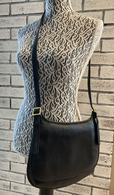 Giani Bernini Purse Vintage Leather Black Adjustable Strap Shoulder Bag 