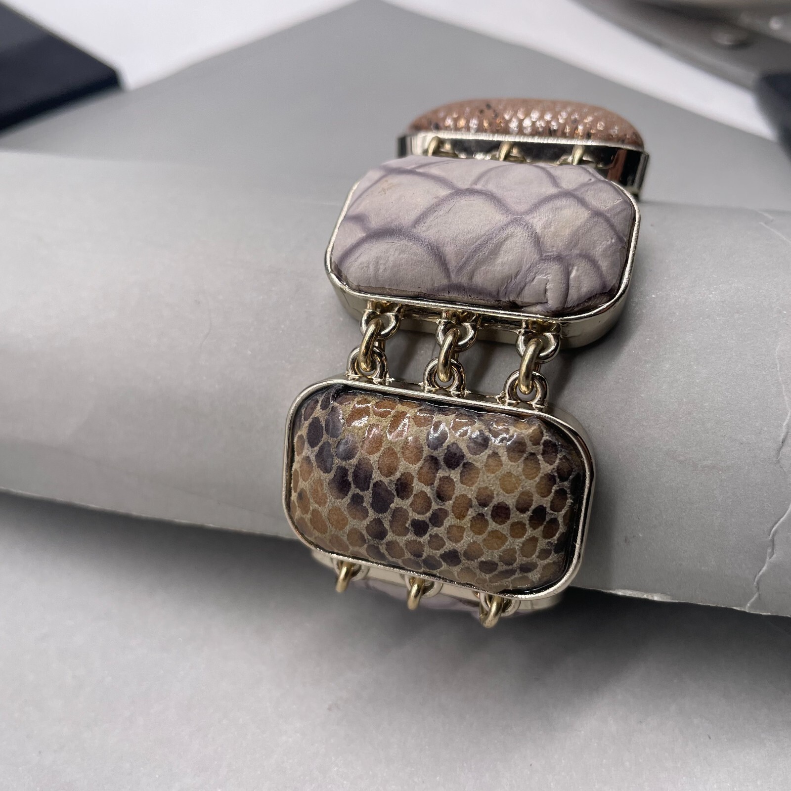 Animal Print Rectangular link Multi-Link Bangle B… - image 5