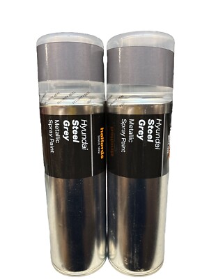 HYUNDAI STEEL GREY METALLIC SPRAY PAINT 300ML CANS HALFORDS X2