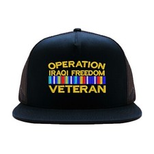 Operation Iraqi freedom veteran embroidered mesh trucker baseball cap