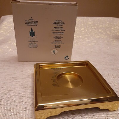 Partylite P0306 Carleton Candle Holder Tray Candle Brass Holder Gold Tone