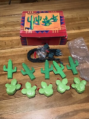 Vintage 1990's Primal Lite Prickly Pair Cactus String Lights New In Box
