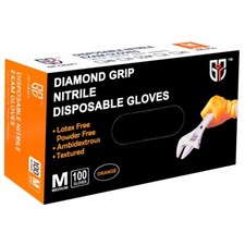 100pcs Heavy Duty Industrial Nitrile Gloves with Raised Diamond Texture 8-mil