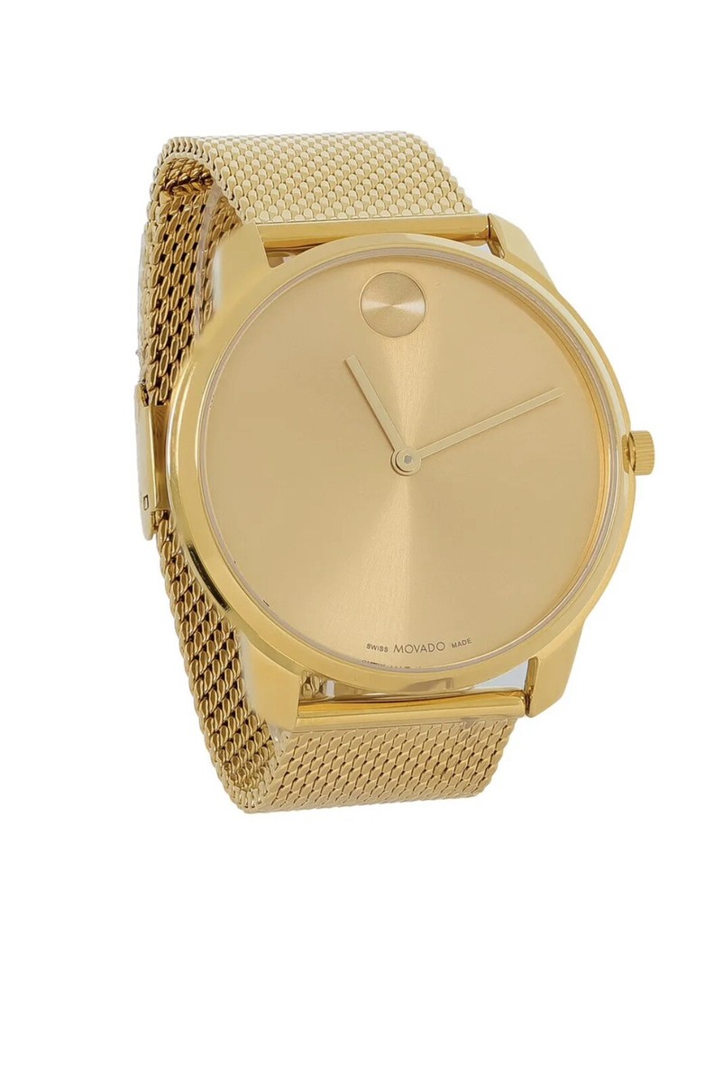 新品 MOVADO BOLD ゴールド メッシュベルト 腕時計 3600833 Movado Bold Thin Men's Yellow Gold 40mm Mesh Band Watch 3600833