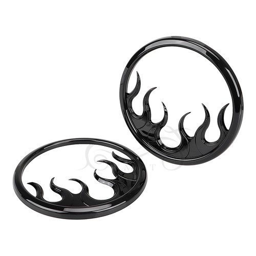 Front Speaker Grill Trim Black Flames For Harley Batwing Touring Glide 2014-2022 - Bild 9 von 11