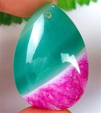 48x34x7mm Green and Rose Druzy Geode Agate Teardrop Pendant Bead BQ66443