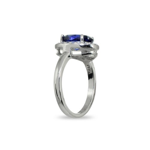 Oval Halo Simulated Tanzanite Sterling Silver Statement Cocktail Ring, Size 6 - Picture 2 of 3
