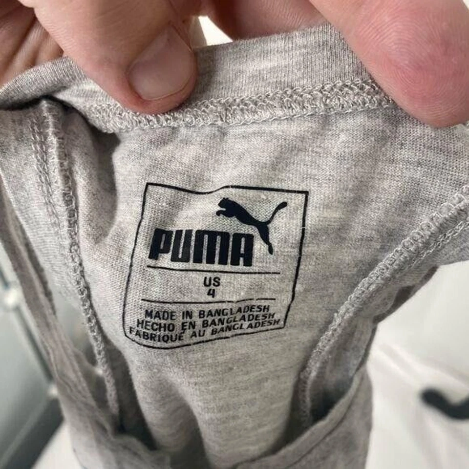 Girl's Size 4 Athletic Tank Top Shirt Puma Grey and Blue Big Logo - Image 4 of 4