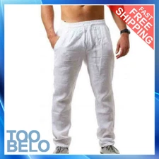 Pantalones De Lino Y Algodón Para Hombre, Pantalón Transpirable De Secado