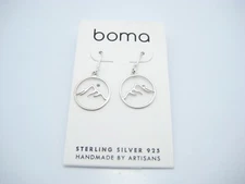 BOMA Sterling Silver Round Circle Mountain Scene Dangle Earrings