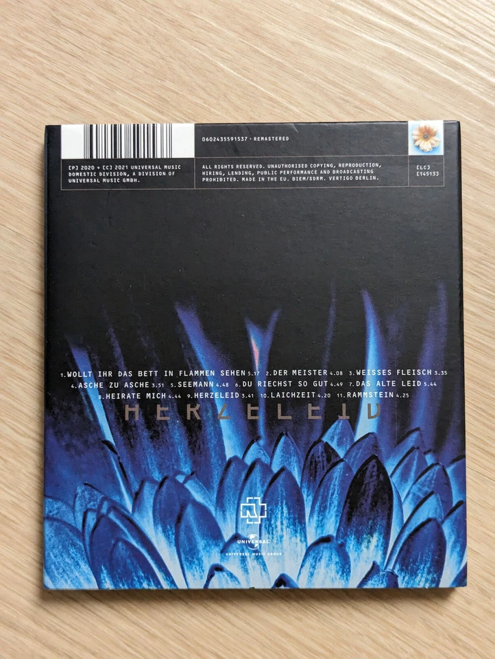 RAMMSTEIN Herzeleid CD 2021 Re-Release Remastered Digipak NM condition - Bild 2 von 3