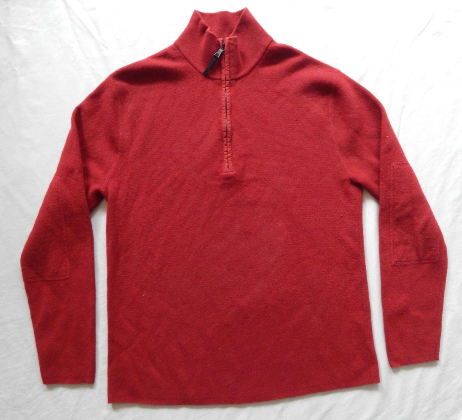 Wool Solid Red Half Zip Turtleneck Pullover Sweat… - image 2