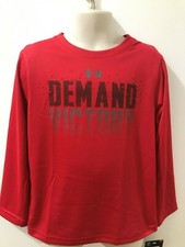 Under Armour Boys Red, Academy Sz 4 Mock-Layer  Graphic Shirt 56 NWT Lot of 2
