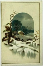 Camellia Rolled Oats Flour Oat Meal Snow Scene Cabin House Victorian Trade Card