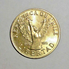 1989 Chile 10 pesos Coin "Chilena" Female Angel Wearing Broken Shackles Chains