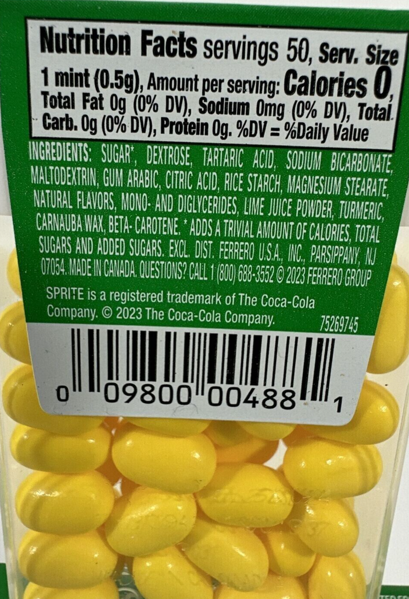 ONE NEW Sprite Lemon-Lime Flavored Tic Tac Mints Limited Edition