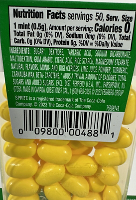 ONE NEW Sprite Lemon-Lime Flavored Tic Tac Mints Limited Edition