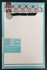 Black and White Wedding Invitation and Response Card Kit - 50 Count