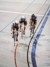 Roman Rehounek of Czechoslovakia races Alex Ongaro of Canada Mark - Old Photo 1