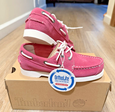NEW Timberland Girls Pink Suede Boat Shoes Ortholite Youth Size 13 EU 31 UK 12.5