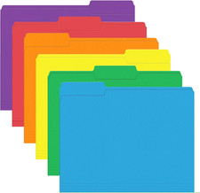 File Folder, 120 Pack Colored File Folder, 1/3 Cut Tab, Letter Size, Assorted 6