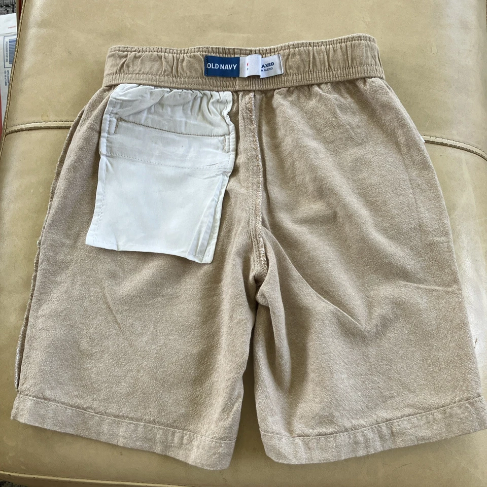 Pantalones Cortos Old Navy Unisex Niños Pull On, Bolsillos, Color Beige Talla 8 Relajado (A39) Foto 4 de 4
