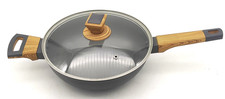 BEST PRICE - 24 CM NON STICK WOK PAN + LID & DETACHABLE HANDLES - INDUCTION
