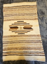 Native American Mexican Hand Woven Wool Tapestry Rug Aztec 24" x 37 1/2"