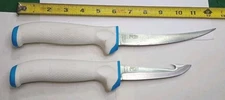 Vtg 2, American Angler, Fillet, And Boning Knives, W/ Soft Molded Handles, China