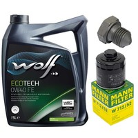 MotoröL Filter Set Wolf 0W40 5 Liter + ÖLablassschraube FüR VW Lupo 1.0