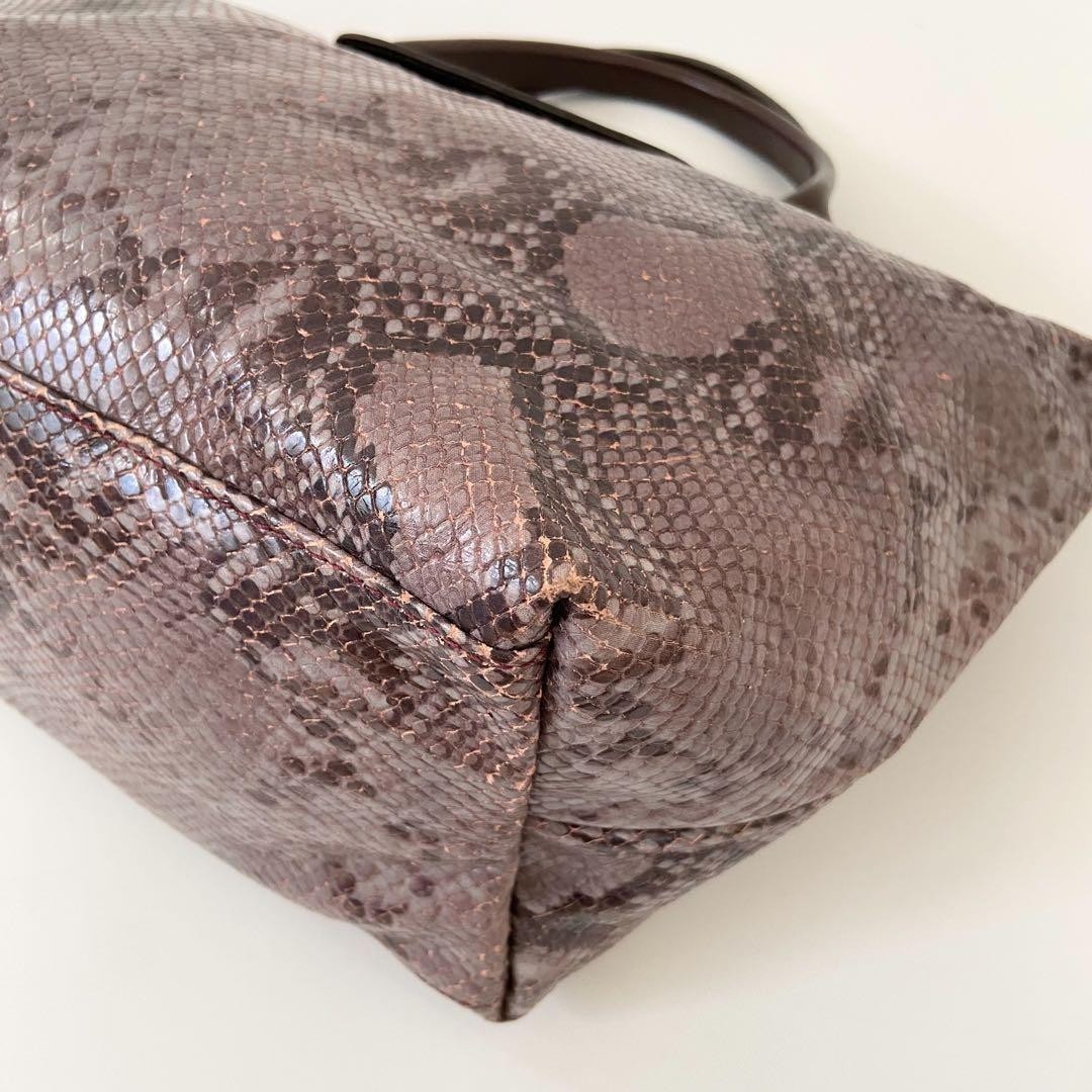 Longchamp Le Pliage Python Pattern Tote Bag Brown… - image 4