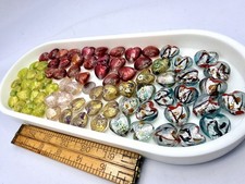 1 Lb 77 Pcs Glass Foiled Puffed Heart Beads 19mm Jewelry Making Closeout Lot F