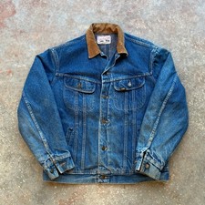 Lee Storm Rider Denim Jacket Mens 42 L Blue Blanket Lined Corduroy Vintage