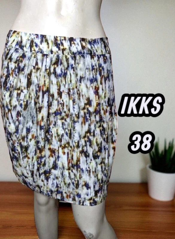 Ikks Taille 38 Superbe jupe doublée blanc ocre bleu - Photo 1/4
